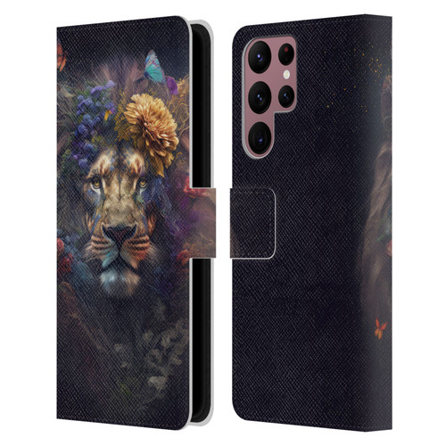 Spacescapes Floral Lions Flowering Pride Leather Book Wallet Case Cover For Samsung Galaxy S22 Ultra 5G