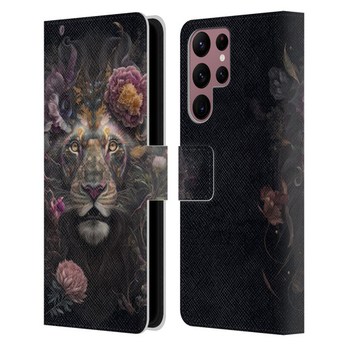 Spacescapes Floral Lions Pride Leather Book Wallet Case Cover For Samsung Galaxy S22 Ultra 5G
