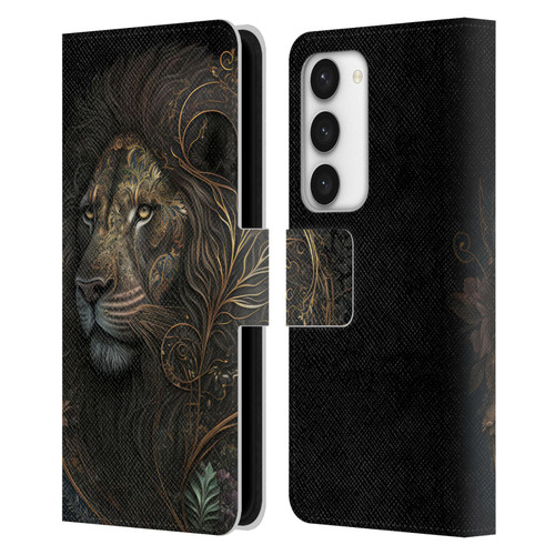 Spacescapes Floral Lions Golden Bloom Leather Book Wallet Case Cover For Samsung Galaxy S23 5G