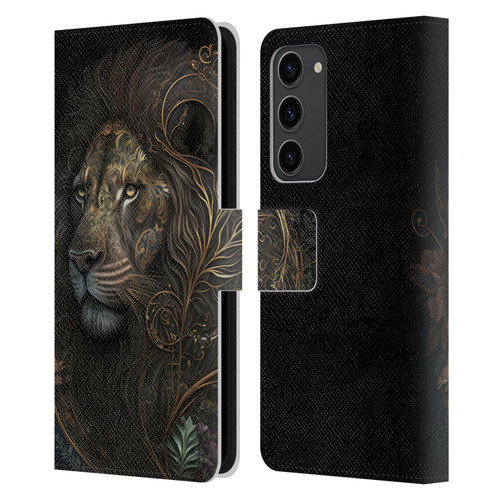 Spacescapes Floral Lions Golden Bloom Leather Book Wallet Case Cover For Samsung Galaxy S23+ 5G