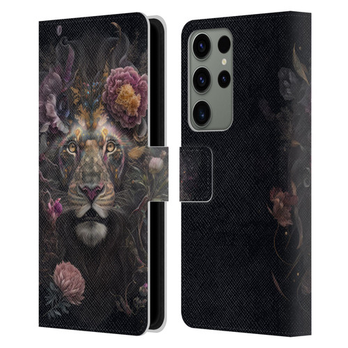 Spacescapes Floral Lions Pride Leather Book Wallet Case Cover For Samsung Galaxy S23 Ultra 5G