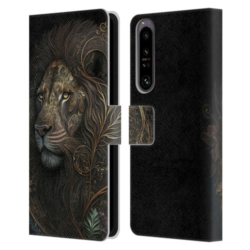 Spacescapes Floral Lions Golden Bloom Leather Book Wallet Case Cover For Sony Xperia 1 IV