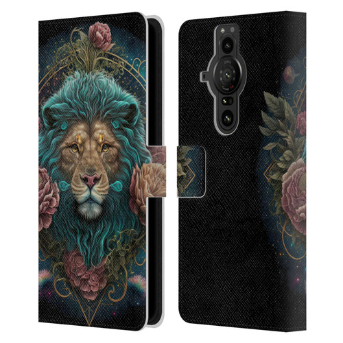 Spacescapes Floral Lions Aqua Mane Leather Book Wallet Case Cover For Sony Xperia Pro-I