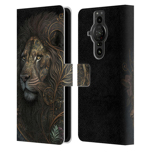 Spacescapes Floral Lions Golden Bloom Leather Book Wallet Case Cover For Sony Xperia Pro-I