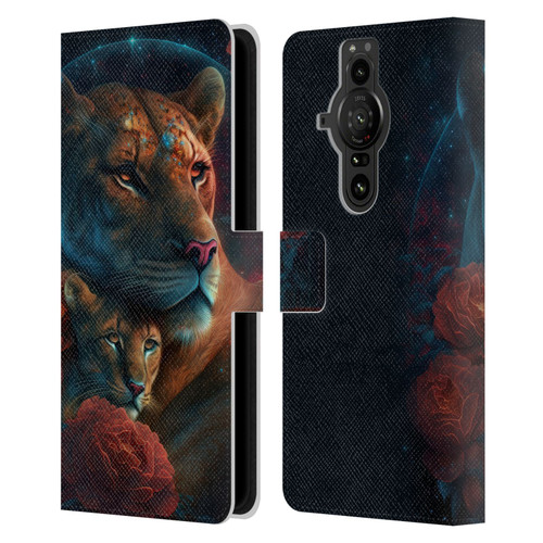 Spacescapes Floral Lions Star Watching Leather Book Wallet Case Cover For Sony Xperia Pro-I