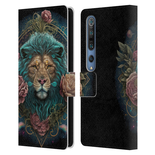 Spacescapes Floral Lions Aqua Mane Leather Book Wallet Case Cover For Xiaomi Mi 10 5G / Mi 10 Pro 5G