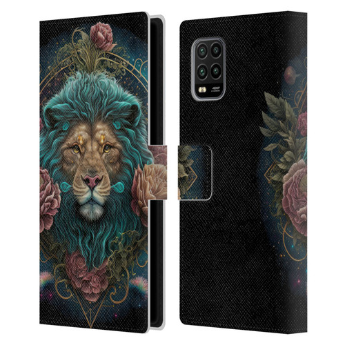 Spacescapes Floral Lions Aqua Mane Leather Book Wallet Case Cover For Xiaomi Mi 10 Lite 5G