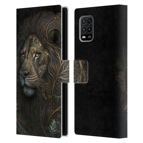 Spacescapes Floral Lions Golden Bloom Leather Book Wallet Case Cover For Xiaomi Mi 10 Lite 5G