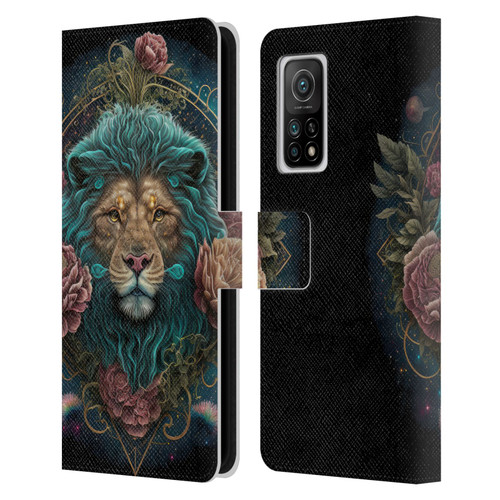 Spacescapes Floral Lions Aqua Mane Leather Book Wallet Case Cover For Xiaomi Mi 10T 5G