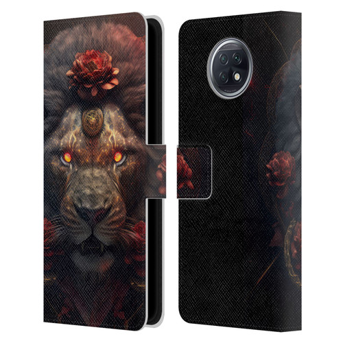Spacescapes Floral Lions Crimson Pride Leather Book Wallet Case Cover For Xiaomi Redmi Note 9T 5G