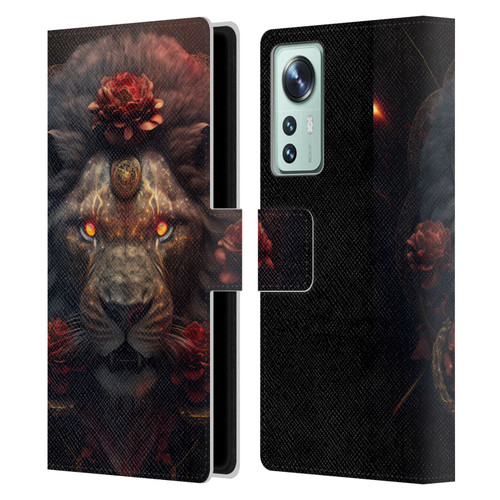 Spacescapes Floral Lions Crimson Pride Leather Book Wallet Case Cover For Xiaomi 12