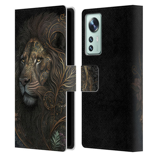 Spacescapes Floral Lions Golden Bloom Leather Book Wallet Case Cover For Xiaomi 12