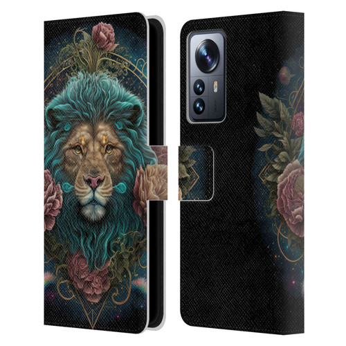 Spacescapes Floral Lions Aqua Mane Leather Book Wallet Case Cover For Xiaomi 12 Pro