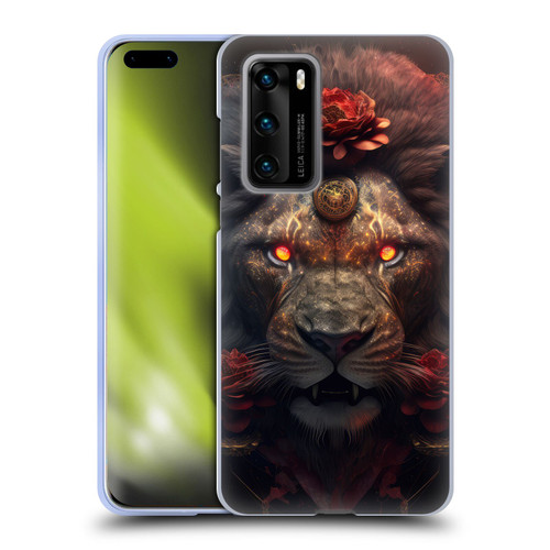 Spacescapes Floral Lions Crimson Pride Soft Gel Case for Huawei P40 5G