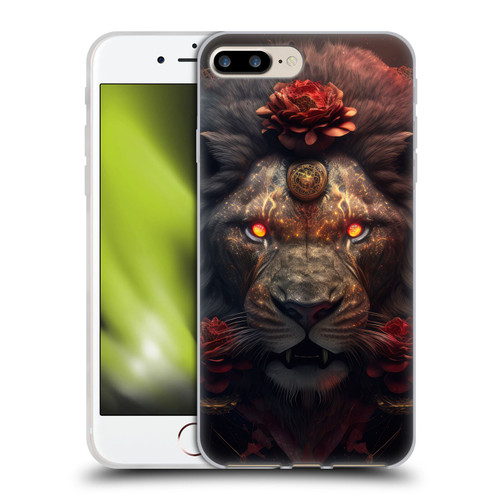 Spacescapes Floral Lions Crimson Pride Soft Gel Case for Apple iPhone 7 Plus / iPhone 8 Plus