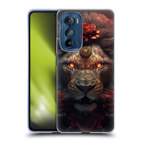 Spacescapes Floral Lions Crimson Pride Soft Gel Case for Motorola Edge 30