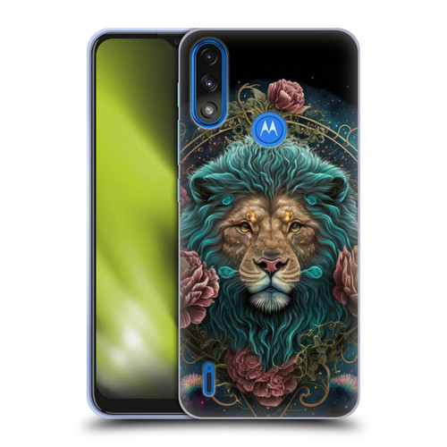 Spacescapes Floral Lions Aqua Mane Soft Gel Case for Motorola Moto E7 Power / Moto E7i Power
