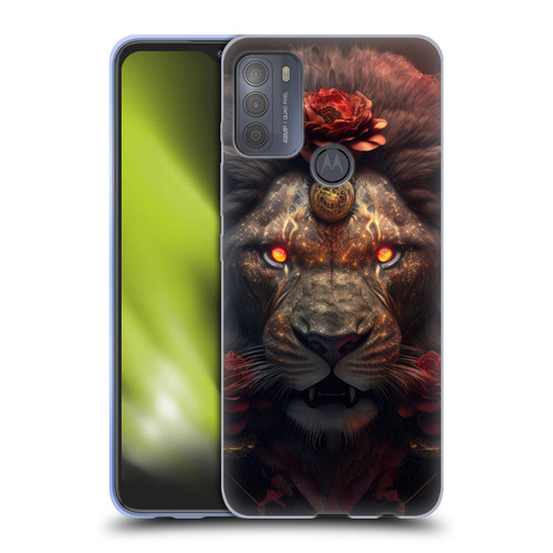 Spacescapes Floral Lions Crimson Pride Soft Gel Case for Motorola Moto G50