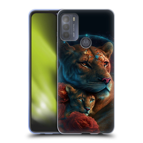 Spacescapes Floral Lions Star Watching Soft Gel Case for Motorola Moto G50