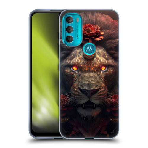 Spacescapes Floral Lions Crimson Pride Soft Gel Case for Motorola Moto G71 5G