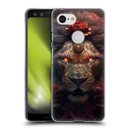 Spacescapes Floral Lions Crimson Pride Soft Gel Case for Google Pixel 3