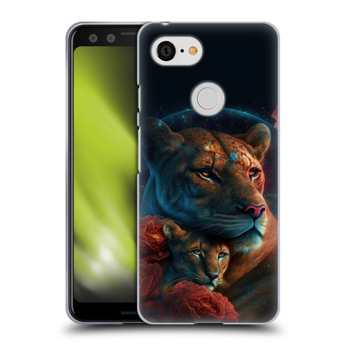 Spacescapes Floral Lions Star Watching Soft Gel Case for Google Pixel 3