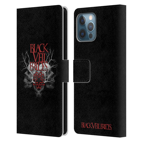 Black Veil Brides Band Art Skull Branches Leather Book Wallet Case Cover For Apple iPhone 12 Pro Max