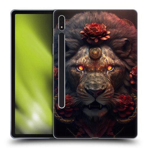 Spacescapes Floral Lions Crimson Pride Soft Gel Case for Samsung Galaxy Tab S8