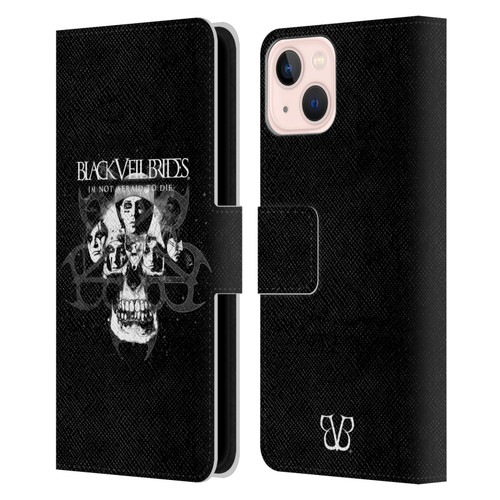 Black Veil Brides Band Art Skull Faces Leather Book Wallet Case Cover For Apple iPhone 13