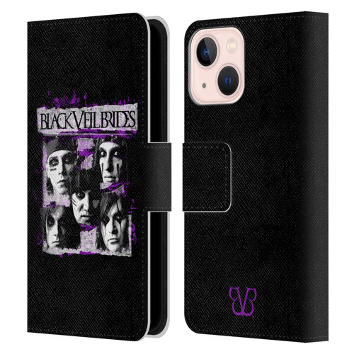 Black Veil Brides Band Art Grunge Faces Leather Book Wallet Case Cover For Apple iPhone 13 Mini