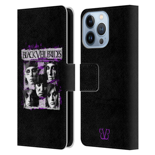 Black Veil Brides Band Art Grunge Faces Leather Book Wallet Case Cover For Apple iPhone 13 Pro