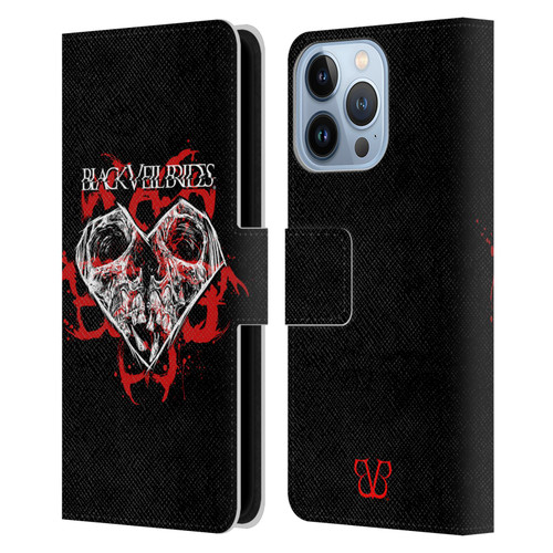 Black Veil Brides Band Art Skull Heart Leather Book Wallet Case Cover For Apple iPhone 13 Pro