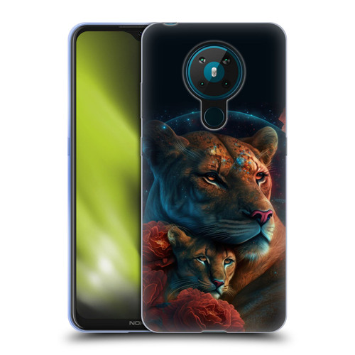 Spacescapes Floral Lions Star Watching Soft Gel Case for Nokia 5.3
