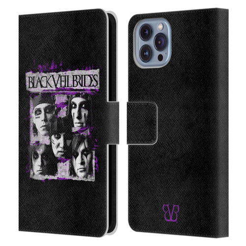 Black Veil Brides Band Art Grunge Faces Leather Book Wallet Case Cover For Apple iPhone 14