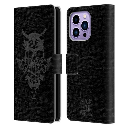 Black Veil Brides Band Art Skull Keys Leather Book Wallet Case Cover For Apple iPhone 14 Pro Max