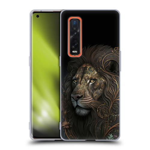 Spacescapes Floral Lions Golden Bloom Soft Gel Case for OPPO Find X2 Pro 5G