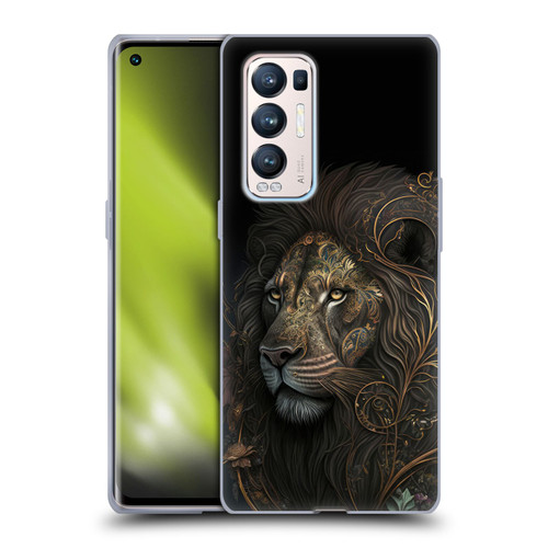 Spacescapes Floral Lions Golden Bloom Soft Gel Case for OPPO Find X3 Neo / Reno5 Pro+ 5G