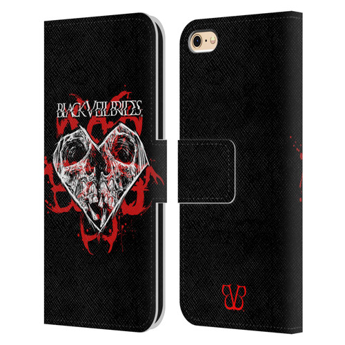 Black Veil Brides Band Art Skull Heart Leather Book Wallet Case Cover For Apple iPhone 6 / iPhone 6s