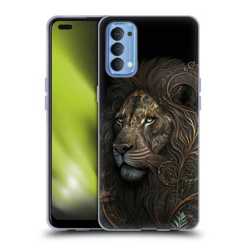 Spacescapes Floral Lions Golden Bloom Soft Gel Case for OPPO Reno 4 5G