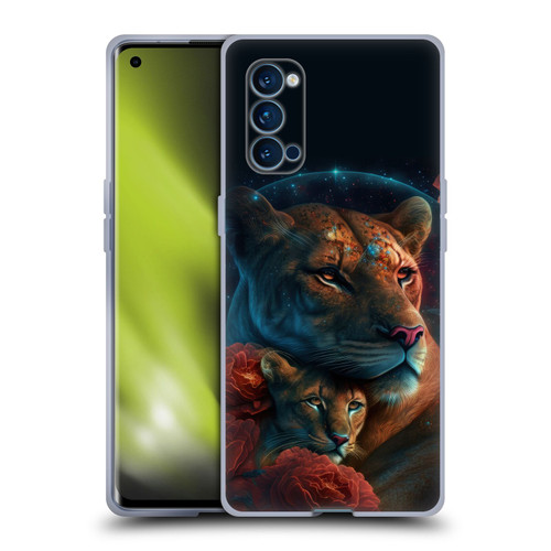 Spacescapes Floral Lions Star Watching Soft Gel Case for OPPO Reno 4 Pro 5G
