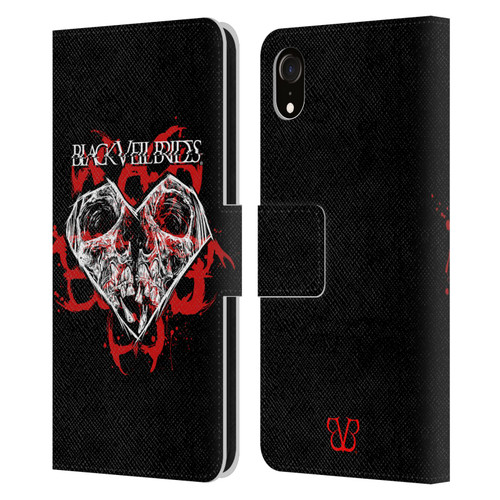 Black Veil Brides Band Art Skull Heart Leather Book Wallet Case Cover For Apple iPhone XR