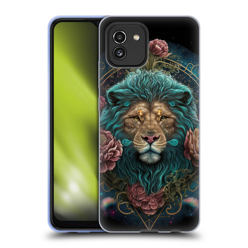 Spacescapes Floral Lions Aqua Mane Soft Gel Case for Samsung Galaxy A03 (2021)