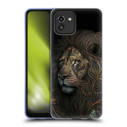 Spacescapes Floral Lions Golden Bloom Soft Gel Case for Samsung Galaxy A03 (2021)
