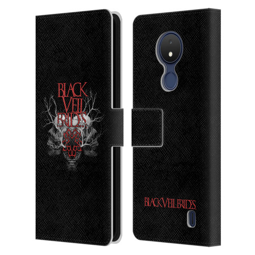 Black Veil Brides Band Art Skull Branches Leather Book Wallet Case Cover For Nokia C21