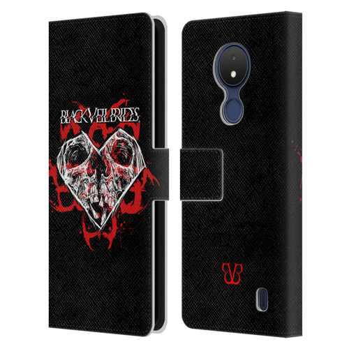 Black Veil Brides Band Art Skull Heart Leather Book Wallet Case Cover For Nokia C21