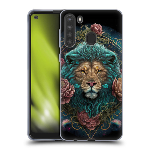 Spacescapes Floral Lions Aqua Mane Soft Gel Case for Samsung Galaxy A21 (2020)