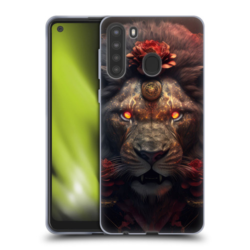 Spacescapes Floral Lions Crimson Pride Soft Gel Case for Samsung Galaxy A21 (2020)