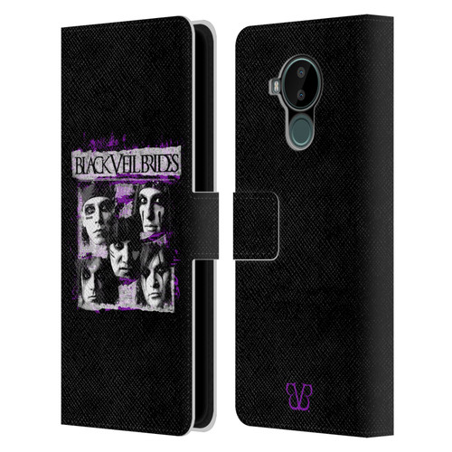 Black Veil Brides Band Art Grunge Faces Leather Book Wallet Case Cover For Nokia C30