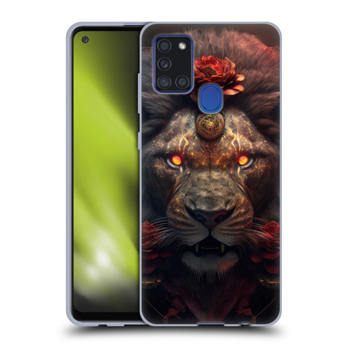 Spacescapes Floral Lions Crimson Pride Soft Gel Case for Samsung Galaxy A21s (2020)