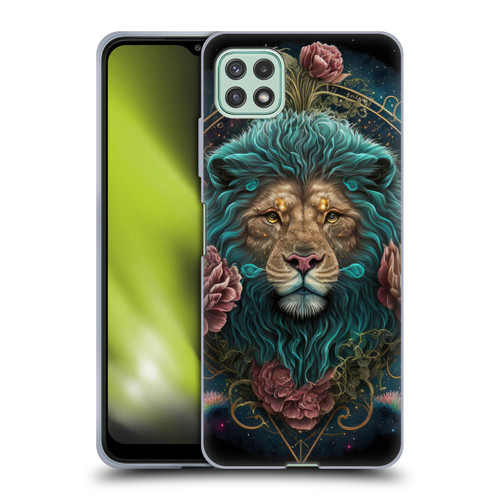 Spacescapes Floral Lions Aqua Mane Soft Gel Case for Samsung Galaxy A22 5G / F42 5G (2021)